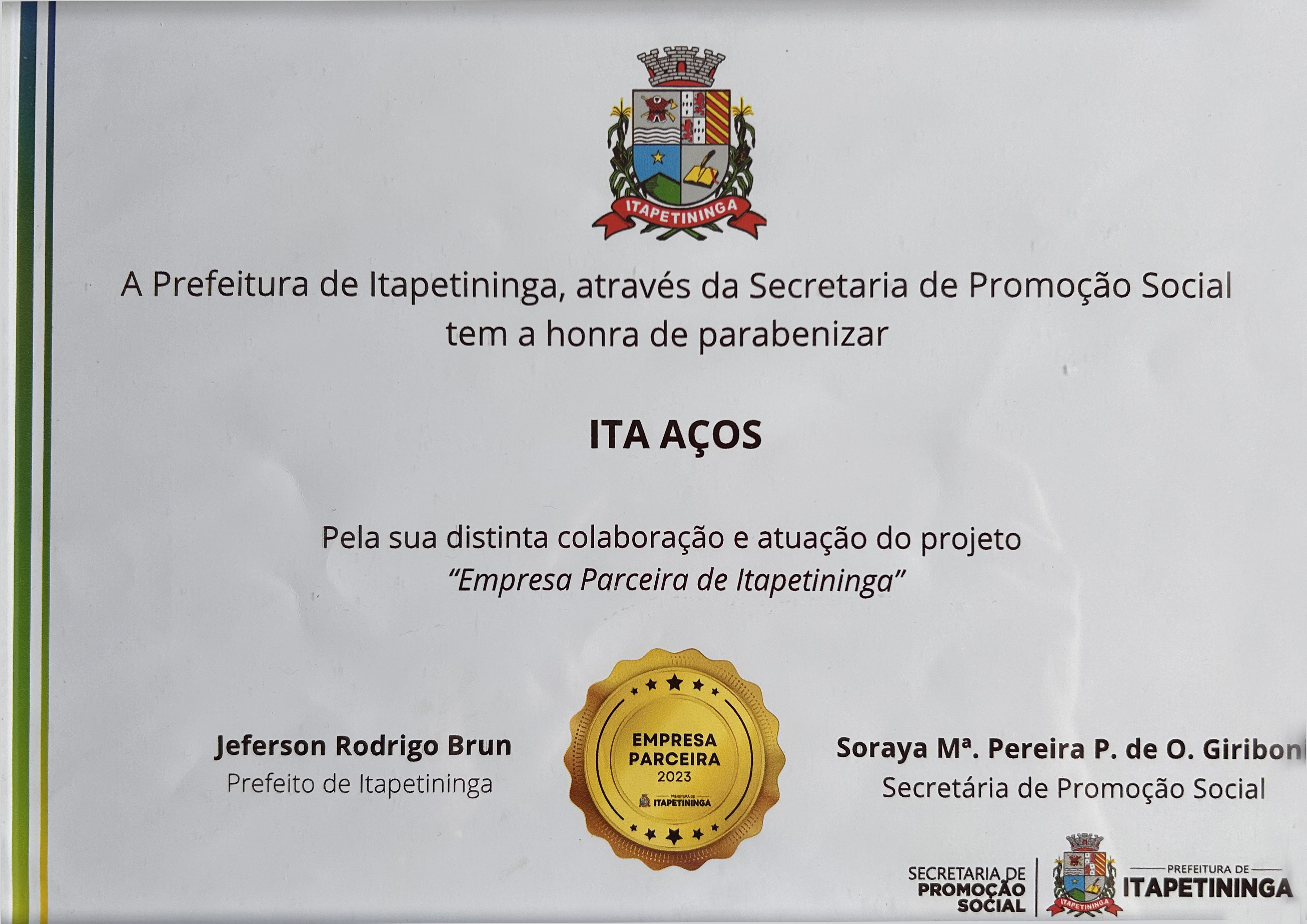Empresa Parceira de Itapetininga Certificado de Empresa Parceira de Itapetininga