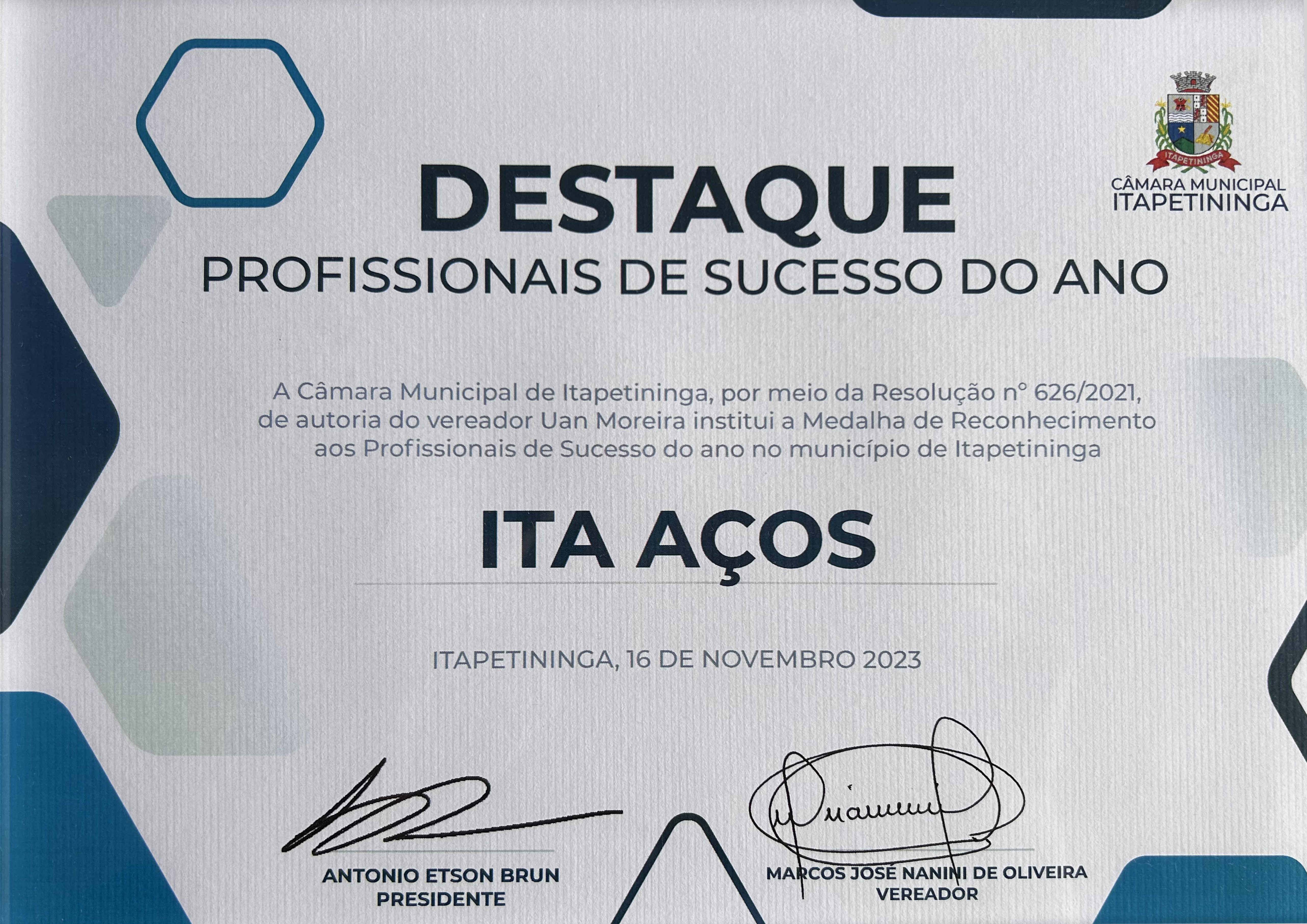 Destaque Profissionais de Sucesso em Itapetininga Certificado de Destaque Profissionais de Sucesso em Itapetininga